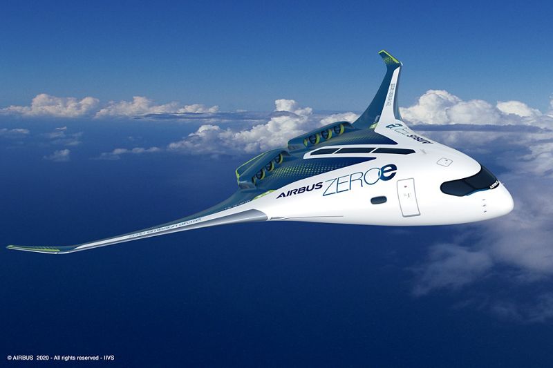 Concepção artística de futura aeronave da Airbus
