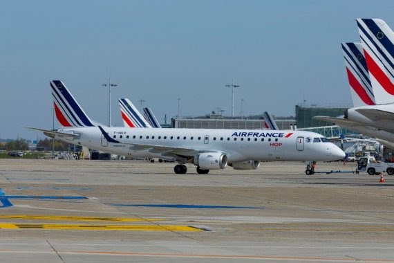 Embraer 190 da HOP!, subsidiária da Air France.
Foto: Air France