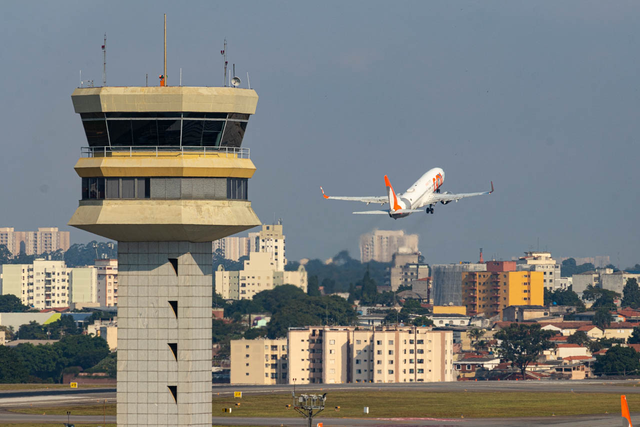 Avião da Gol Linhas Aèreas decolando do Aeroporto de Congonhas, dias antes da quarentena. Foto: Ariadne Barroso\Revista Asas