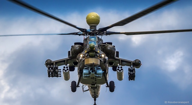 O Mi-28NE tem novos equipamentos eletrônicos e integração com armas mais modernas
Foto: Rosoboronexport