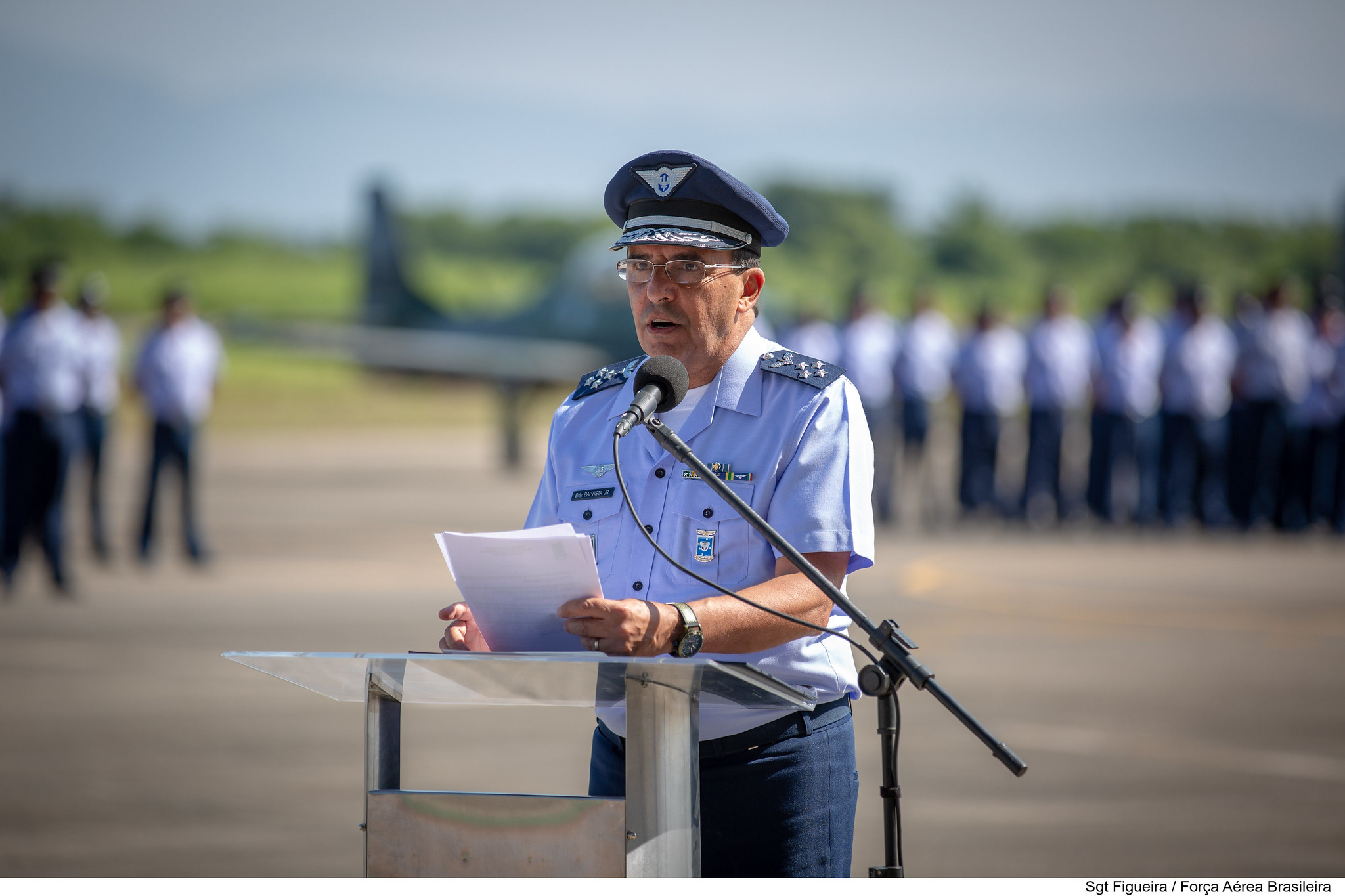 Tenente-Brigadeiro Baptista Júnior, Comandante da Aeronáutica, durante solenidade do Dia da Aviação de Caça