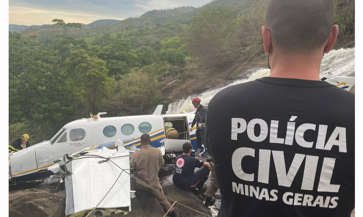 Acidente com avião da cantona Marília Mendonça, em 2021. Foto: Polícia Civil de Minas Gerais