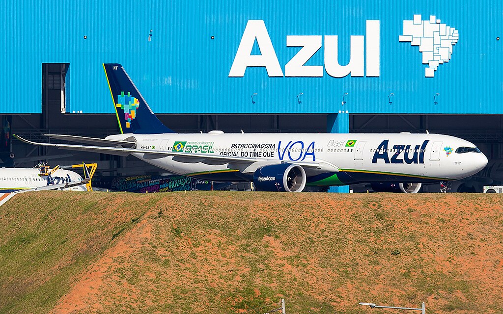 A aeronave com matrícula PR-ANY é um dos Airbus A330 da Azul. Foto: Alexandro Dias