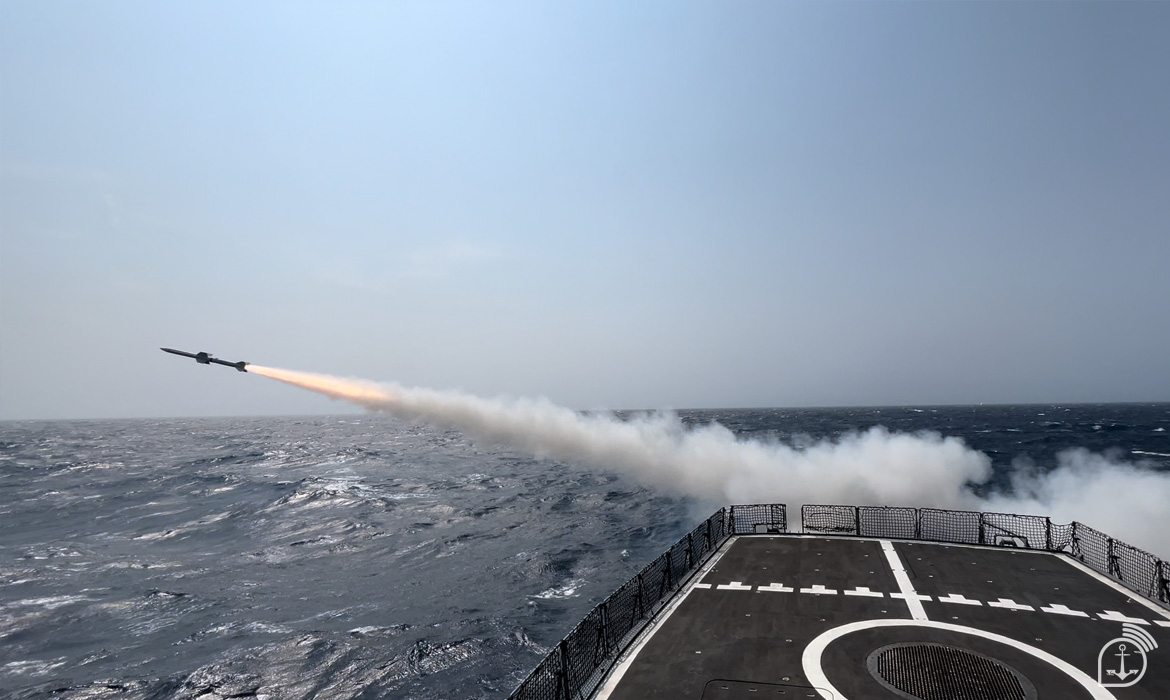 Lançamento do MANSUP a partir da fragata Independência. Foto: Marinha do Brasil